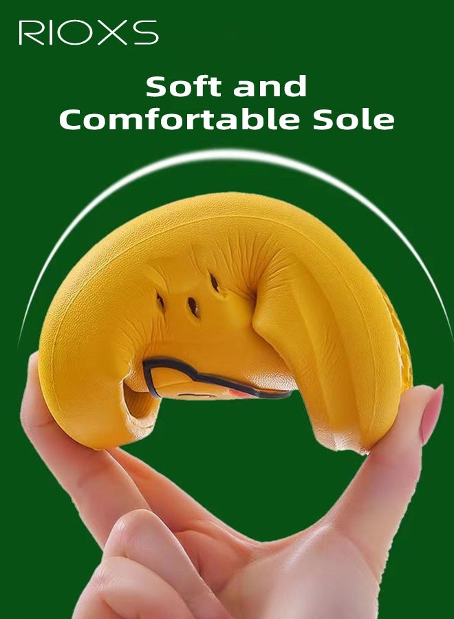 RIOXS Kids Cartoon Slippers, Lightweight EVA Platform Animal Dinosaur Slides Sandals for Toddler Boys and Girls, Non-slip Quick-Dry Slip-on Shower Slippers, Comfortable Thick Sole Open Toe Pillow Slippers, Summer Beach Pool Shoes, Suitable for Travel, Holidays, Beaches, Swimming Pools, etc. Yellow - Image 4